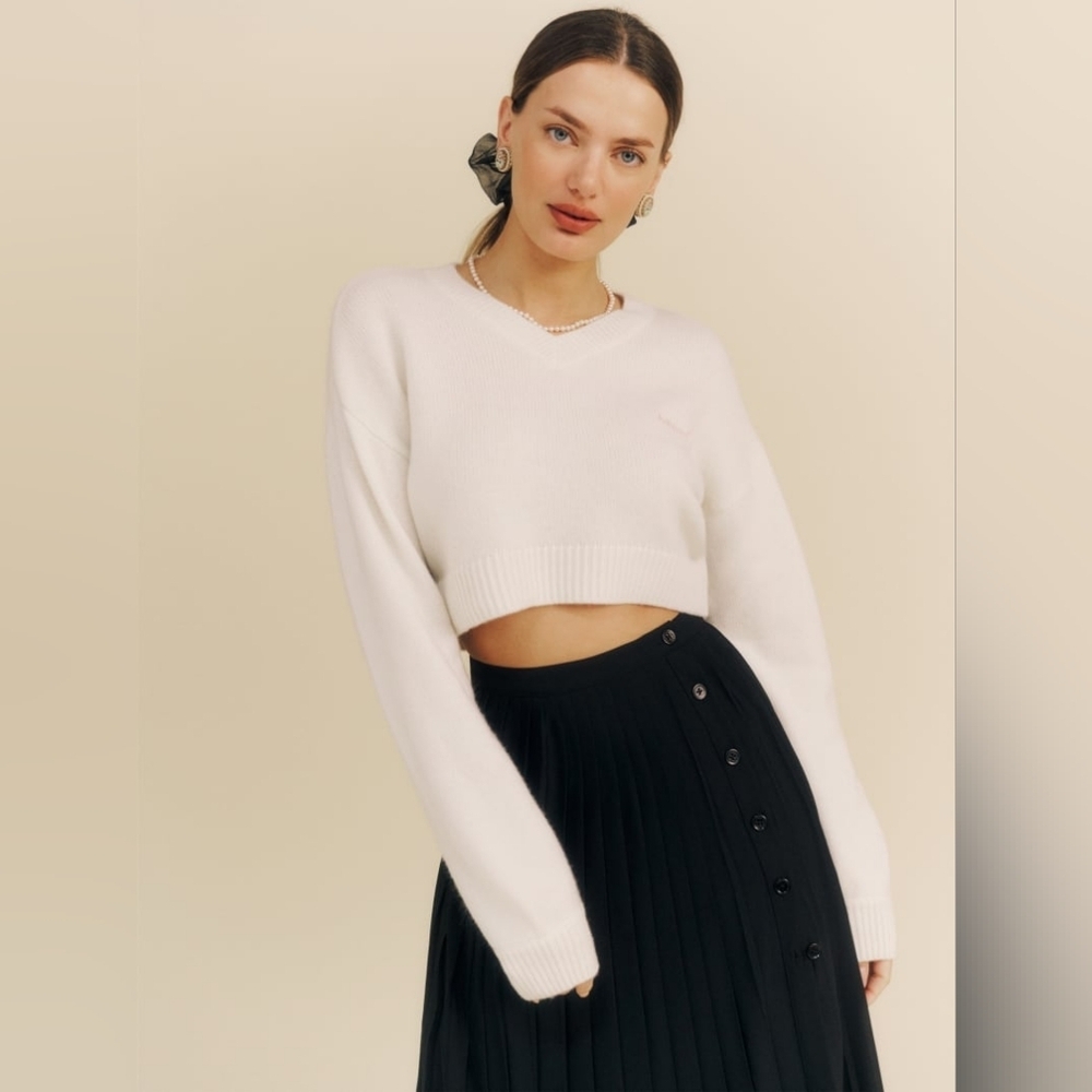 Reformation Harley Cashmere Embroidered Sweater - Picture 2 of 9